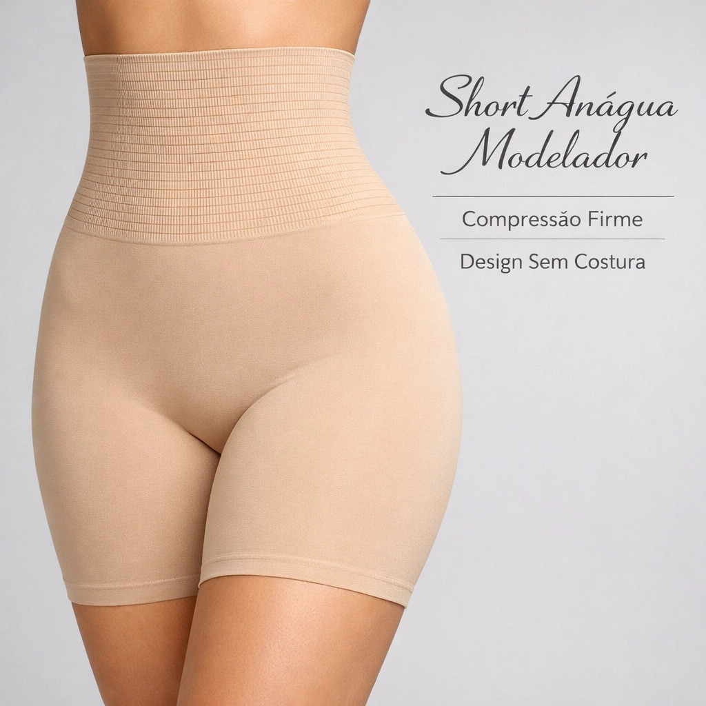 Short Anágua Modelador Alta Compressão Levanta Bumbum Cintura Alta Redutor Barriga Cintura Fina na Hora Galena