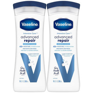 Loção Hidratante Vaseline Intensive Care, Sem Perfume, Reparação Avançada, Pacote com 2 – Hidratante Não Oleoso para Pel