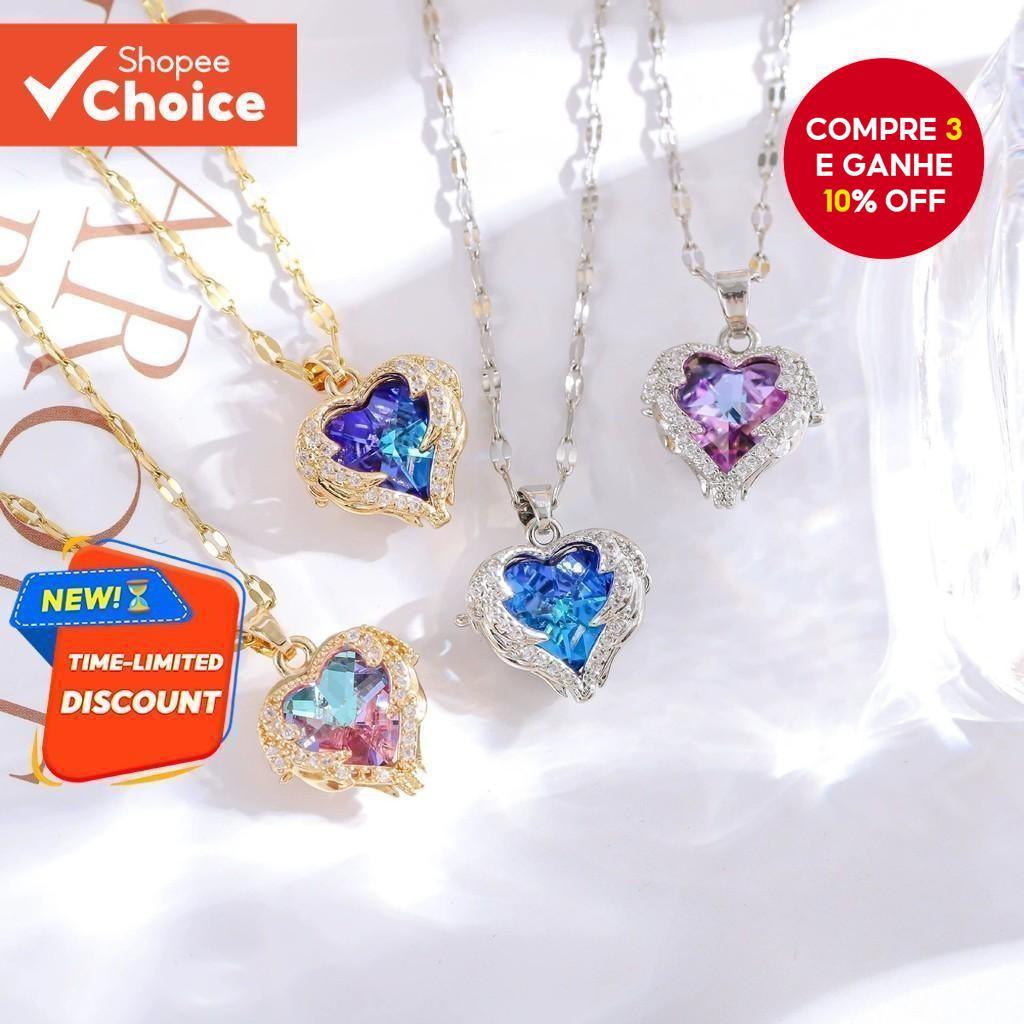 Colar De Coração De Cristal – Corrente De Clavícula Inspirada No Oceano , Joias De Luxo Minimalistas Para Mulheres