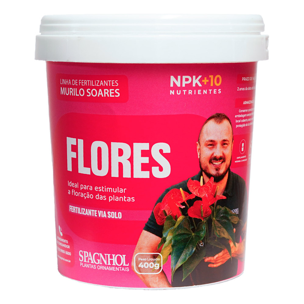 Adubo Fertilizante Murilo Soares FLORES 400g NPK para Nutrição Floração de Plantas Floríferas