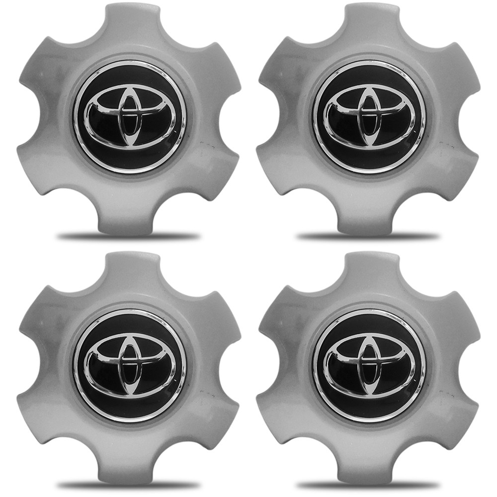 Kit 4 Calota Tampa Meio Para Roda Hilux Sw4 Liga Leve 2020 2021 2022 2023 2024 Prata
