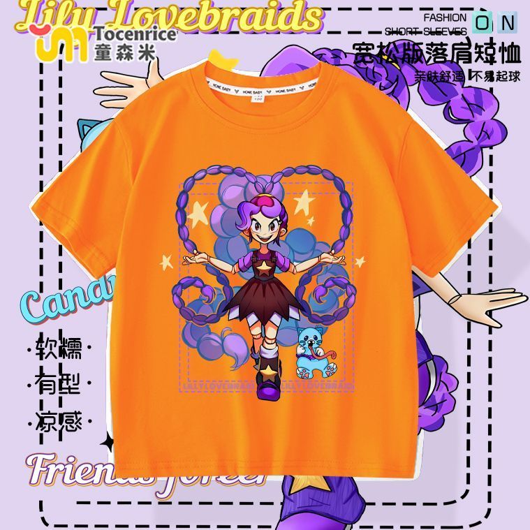[N1ne] Novo estilo papoula playtime Bobby's Game Lily Girls camiseta de manga curta roupas Top de meia manga