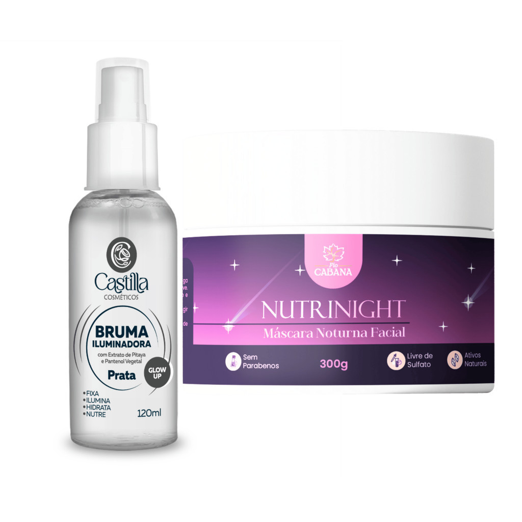 Kit NutriNight Fio Cabana 300g + Bruma Prata Castilla 120mL | Glow, Hidratação e Renovação