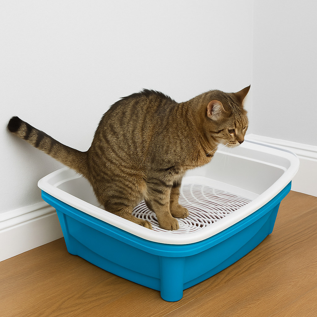Banheira Caixa Areia Higiênica Gatos 3 Peças Furacão Pet Azul Sanitário Felino Bandeja Fechada Fácil