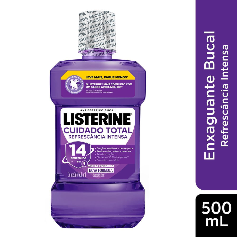 Detalhes do Listerine Antisséptico Bucal Cuidado Total 500ml