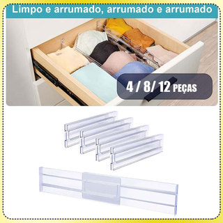 4/8/12x Divisórias para gavetas de roupas,Organizadores ajustáveis para gavetas,divisórias de plástico 28-48cm
