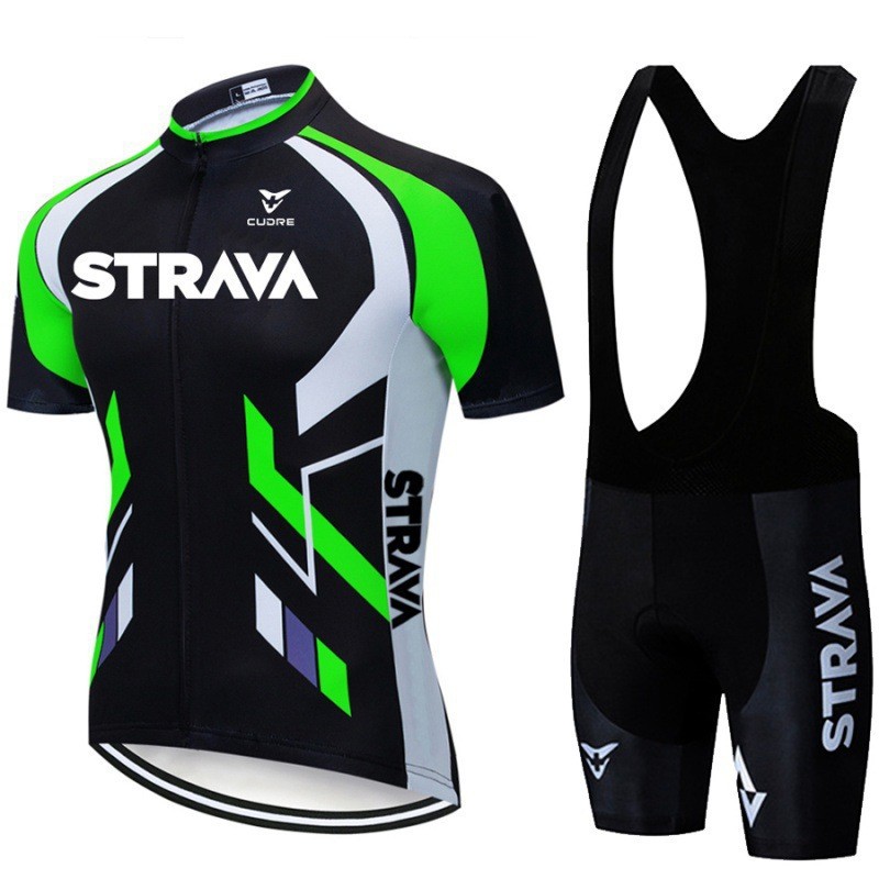 1221 STRAVA Camisa de ciclismo de manga curta com alça de terno de ciclismo calças versão da equipe de bicicleta respira