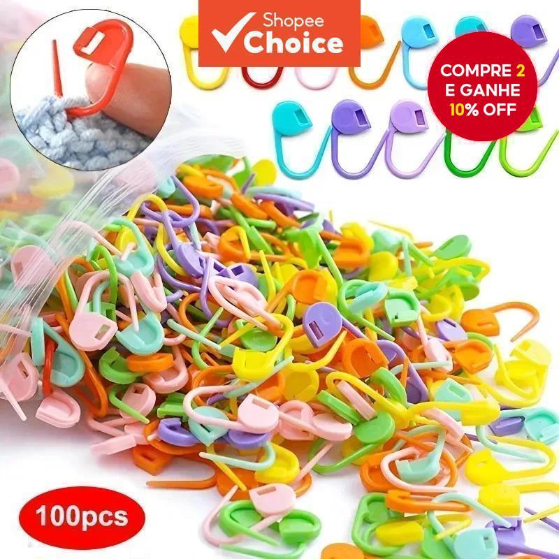 100 peças de Mini Resina Clipe Grande Cabeça Pino de Bloqueio Marcação Acessório Crochê Mistura Cores Tricô Plástico