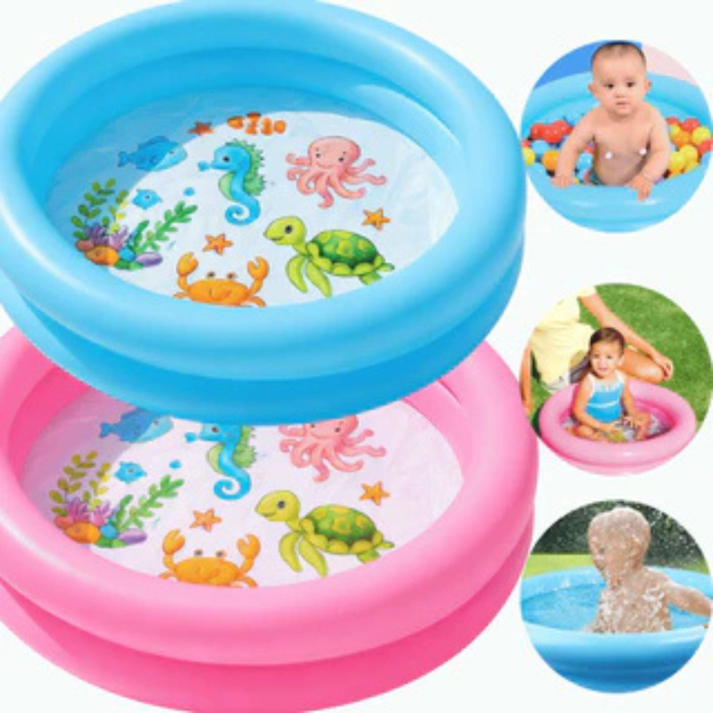 Mini Piscina Banheira Infantil 60cm Fundo Do Mar/ Princesa/ Tubarão Menino Menina Inflável e Resistente
