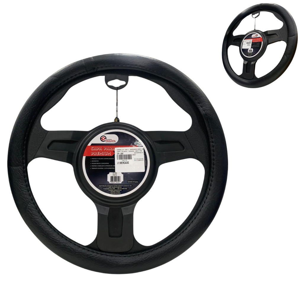 Capa De Volante Preta Antiderrapante 38cm Universal