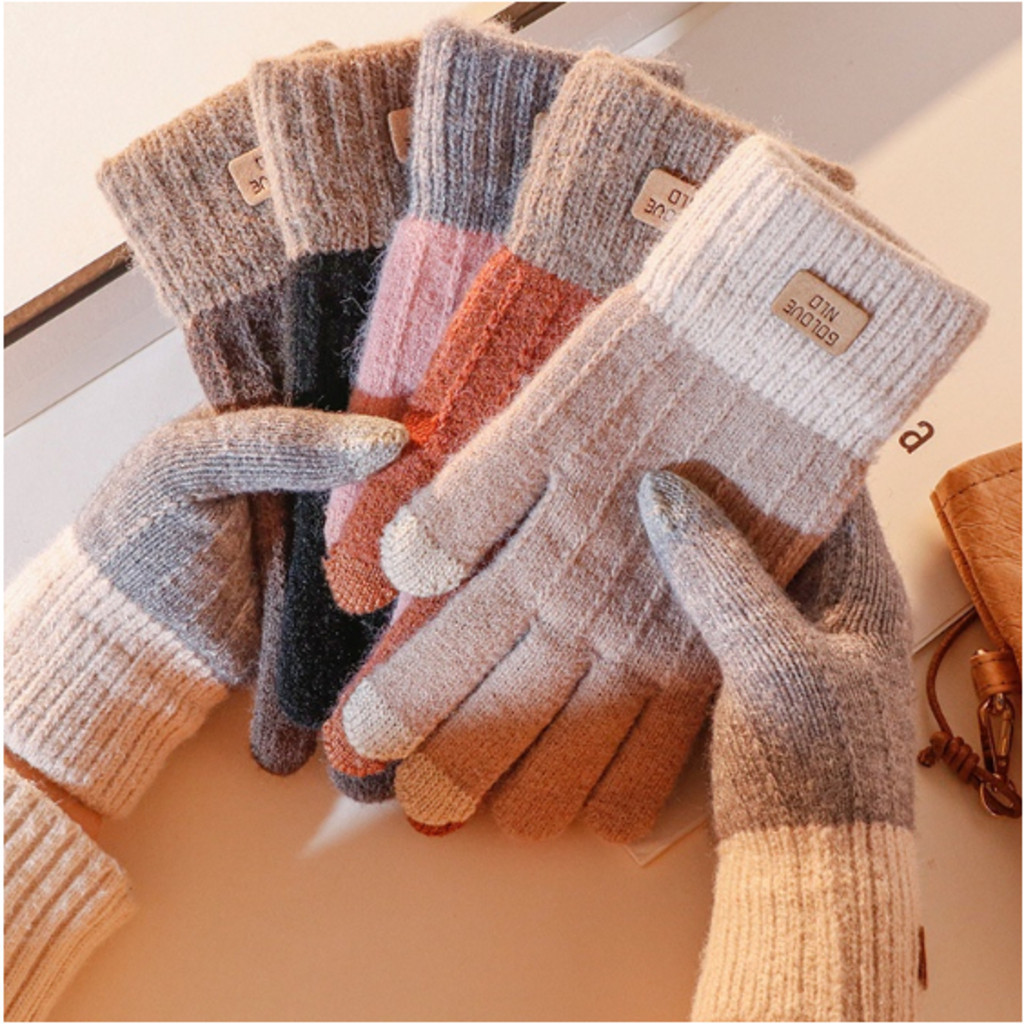 Luvas Femininas de Lã com Touch Screen para o Inverno