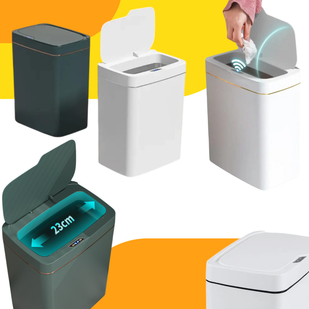 Lixeira de 15 e 18 Litros com Sensor Automática Inteligente de Banheiro Cozinha Escritório