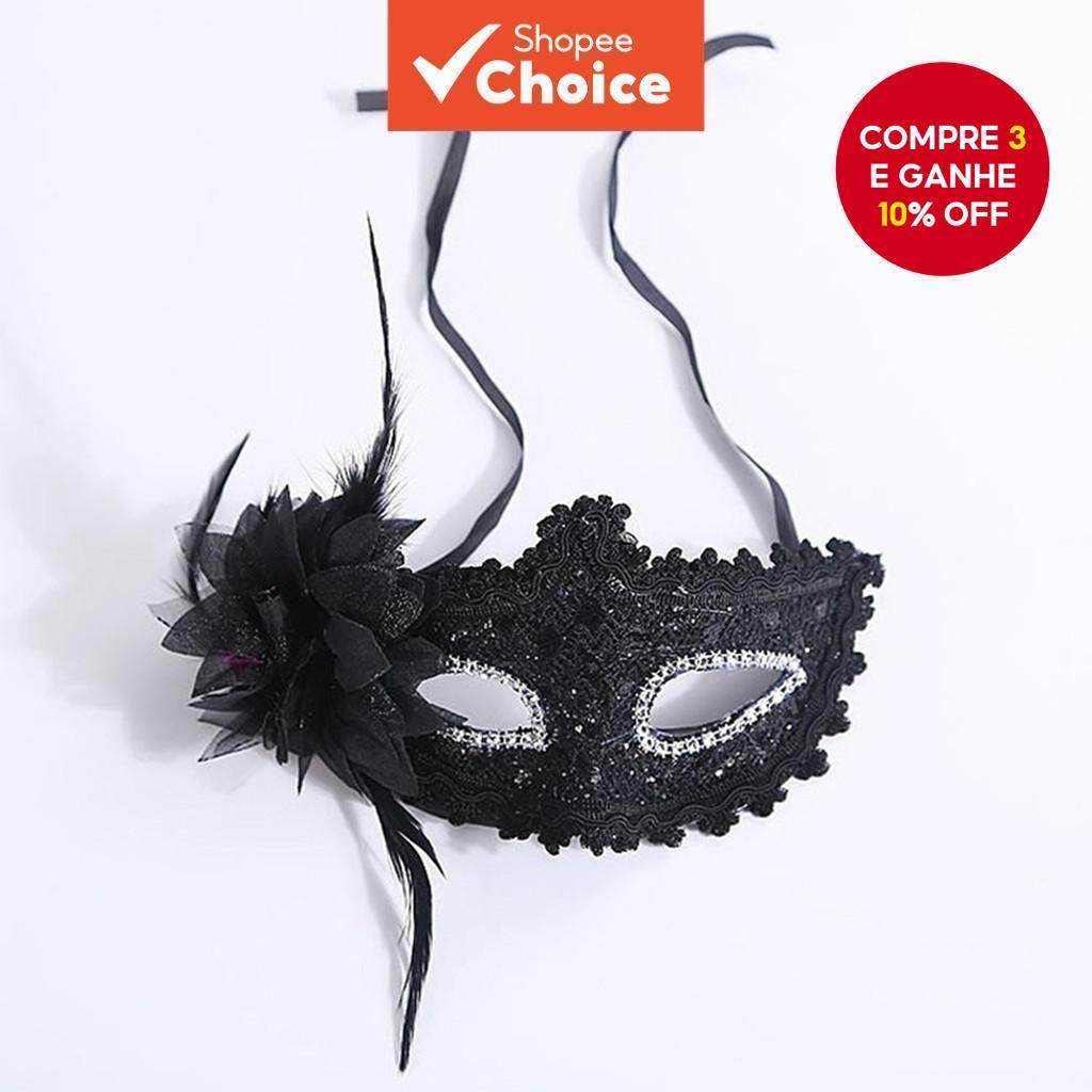 Máscara De Pena Renda Sexy Venetian Lace Feather Ball Festa em Oferta na Shopee