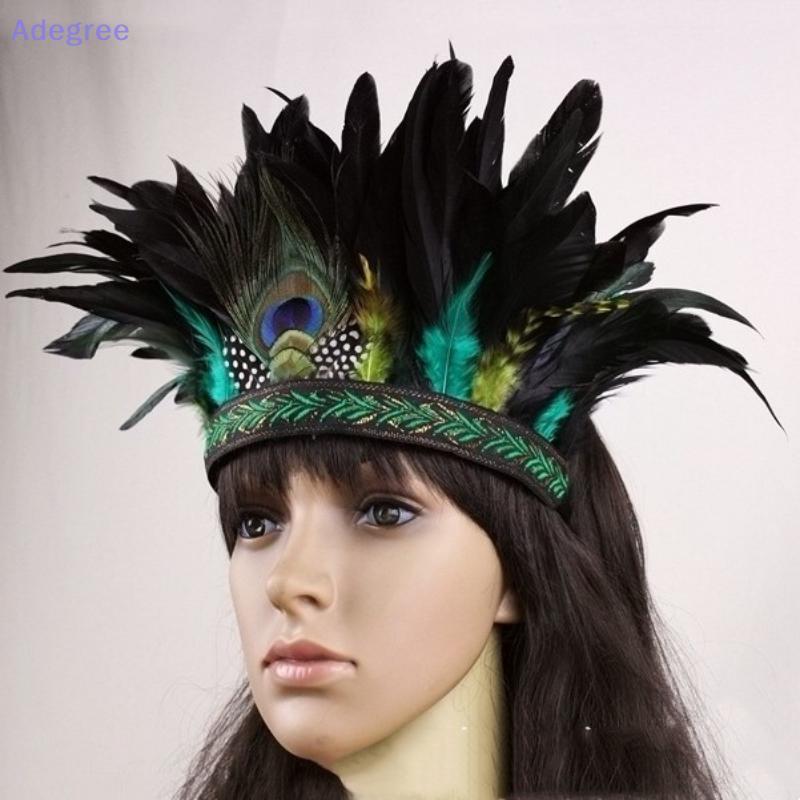 Adegree Moda Coroa Com Alça Decorativa Cocar Indiana Faixa De Cabelo Halloween Cosplay Headwear Novo