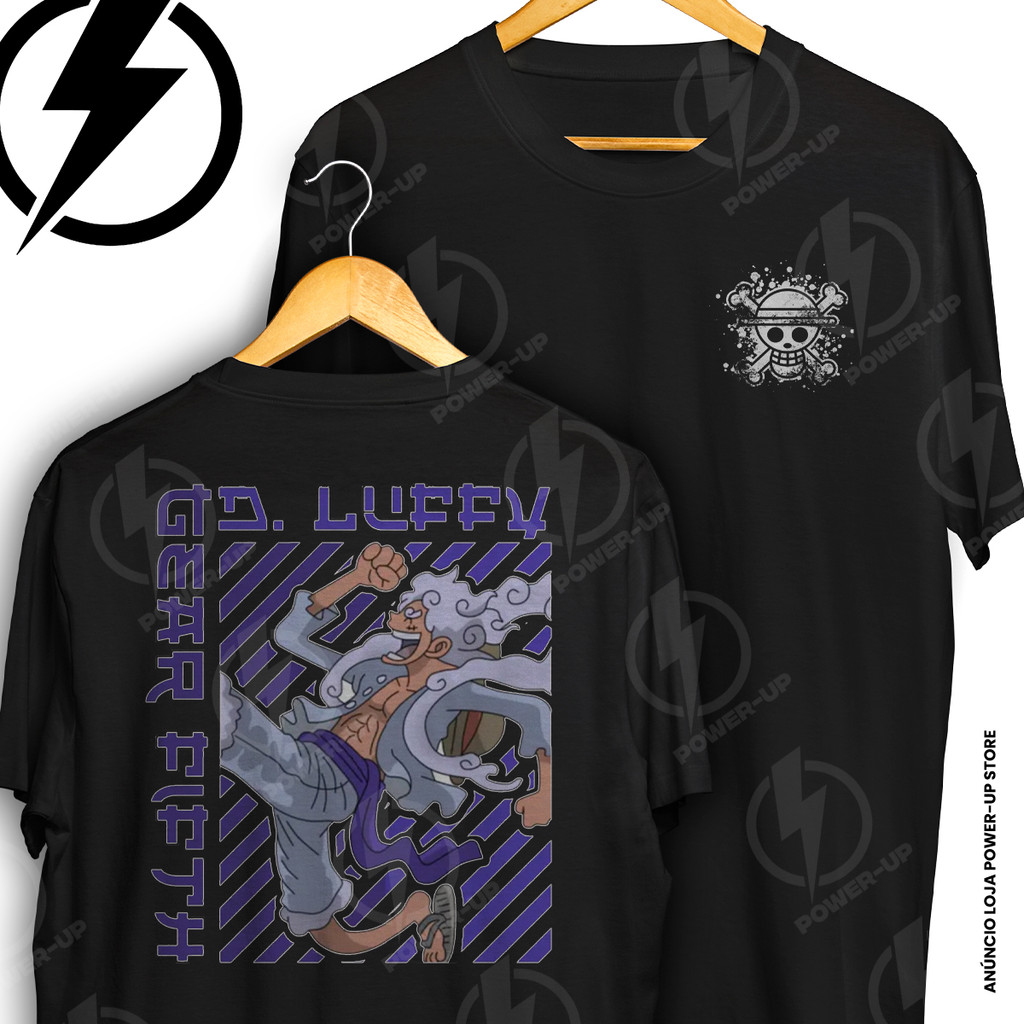Camiseta Monkey D Luffy Gear 5 Purple Style One Piece Frente E Verso Blusa Camisa 100% Algodão