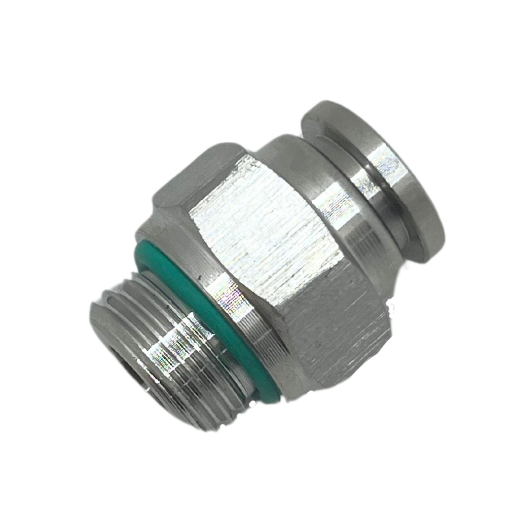 Conector Aço Inox Tubo Pu 12mm Rosca 1/4 Bsp Engate Rápido Reto Pneumático