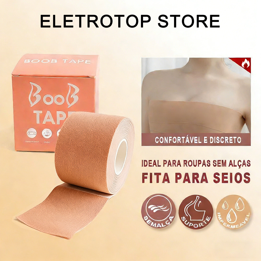 Fita Adesiva para Seios – Boob Tape 5cm x 5m – Levanta e Modela – Invisível