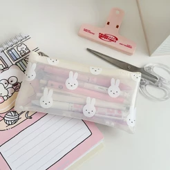 Coelho Dos Desenhos Animados Caneta Saco PVC Transparência À Prova Dwaterproof Água Lápis Caso Estudante Papelaria Organ