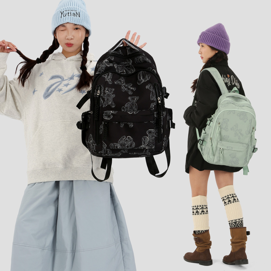 Mochila Feminina Ursinho Lisa Bolsa Anti-Furto Escolar Grande Nylon Reforçada Notebook Unisex 12001/5 em Oferta na Shopee