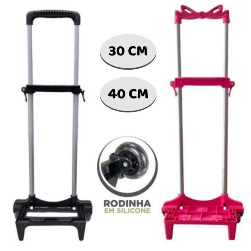 Carrinho Mochila Escolar Tamanho Infantil Rodinha Silicone 30 e 40cm em Oferta na Shopee