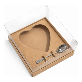 10 Caixas Ovo De Colher Coração 250g - Pascoa Kraft Branco em Oferta na Shopee