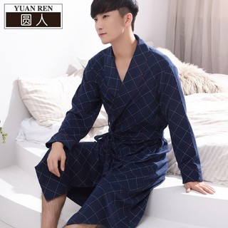Roupão de banho masculino camisola primavera outono manga longa longo verão estilo fino Xinjiang algodão verão Plus Size