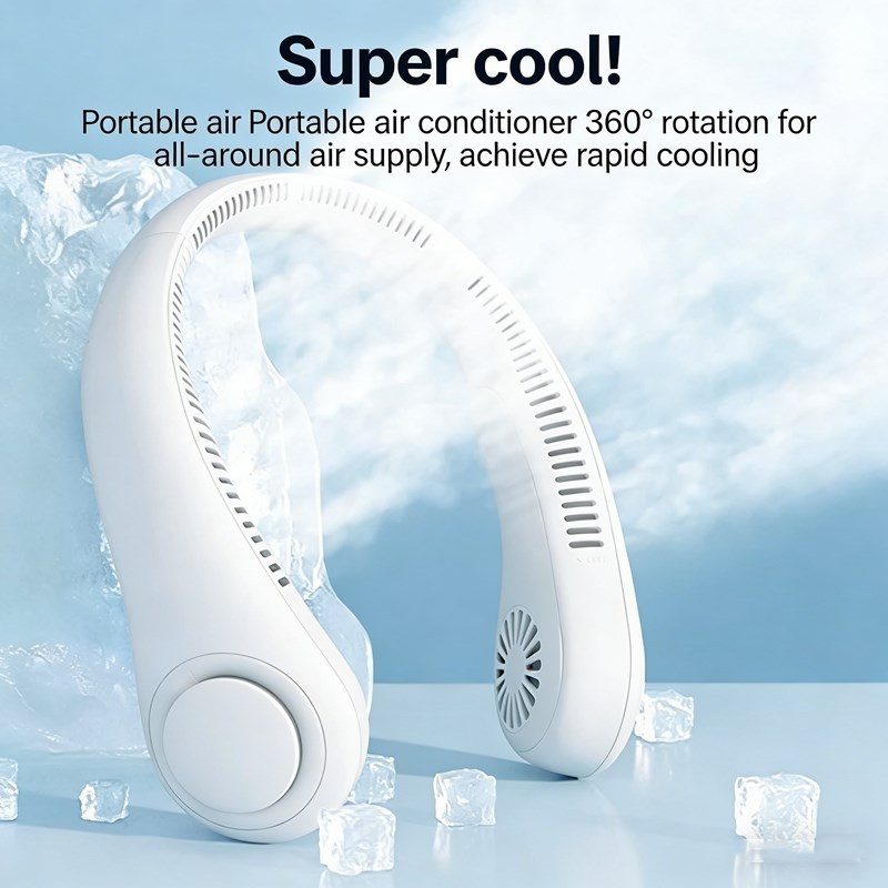 Mini Ventilador de Pescoço Sem Hélices, Ventilador Esportivo Recarregável USB, Ventilador de Pescoço Portátil, Mini Vent