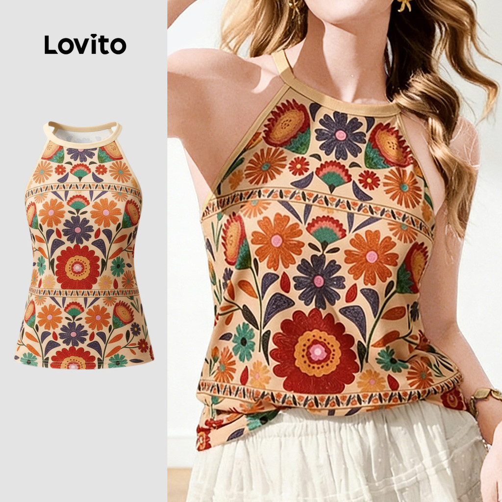 Lovito Top Casual simples primavera/verão para mulheres LK3ED563 em Oferta na Shopee