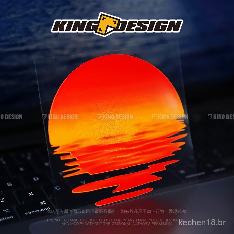 Adesivo Popular para Carro King Steamwave Sunset, Adesivo Refletivo Impermeável para Janela de Carro, Decalque para Veíc