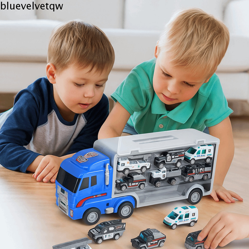 Brinquedo De Carro De Engenharia BLUEVELVETQW , Caminhão De Brinquedos De Construção Polícia De Veículo Móvel , Transpor