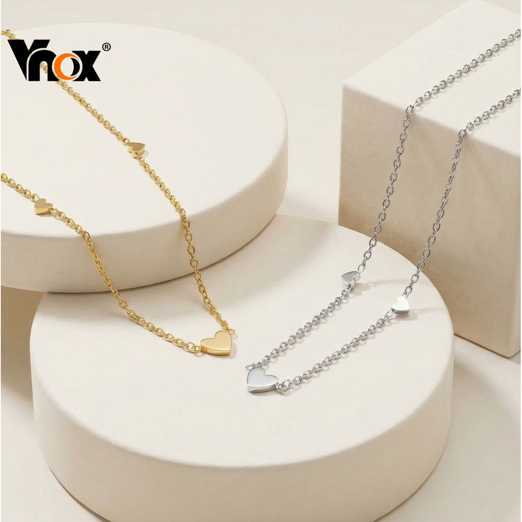 Colar De Coração Pequeno Requintado Vnox , Pingente De Aço Inoxidável , Presente Delicado E Romântico Para Ela
