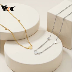 Colar De Coração Pequeno Requintado Vnox , Pingente De Aço Inoxidável , Presente Delicado E Romântico Para Ela