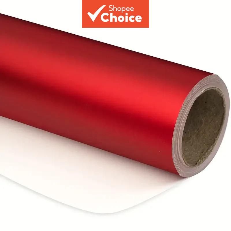 Adesivo Vinil Fosco Metálico Vermelho Gelo para Envelopamento de Carro, Mudança de Cor, Sem Bolhas