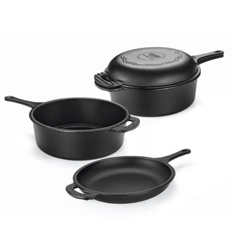 Kit Panela de Ferro Fundido Caçarola 3,5L + Frigideira 1,5L Panela Mineira