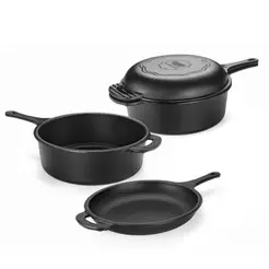 Kit Panela de Ferro Fundido Caçarola 3,5L + Frigideira 1,5L Panela Mineira