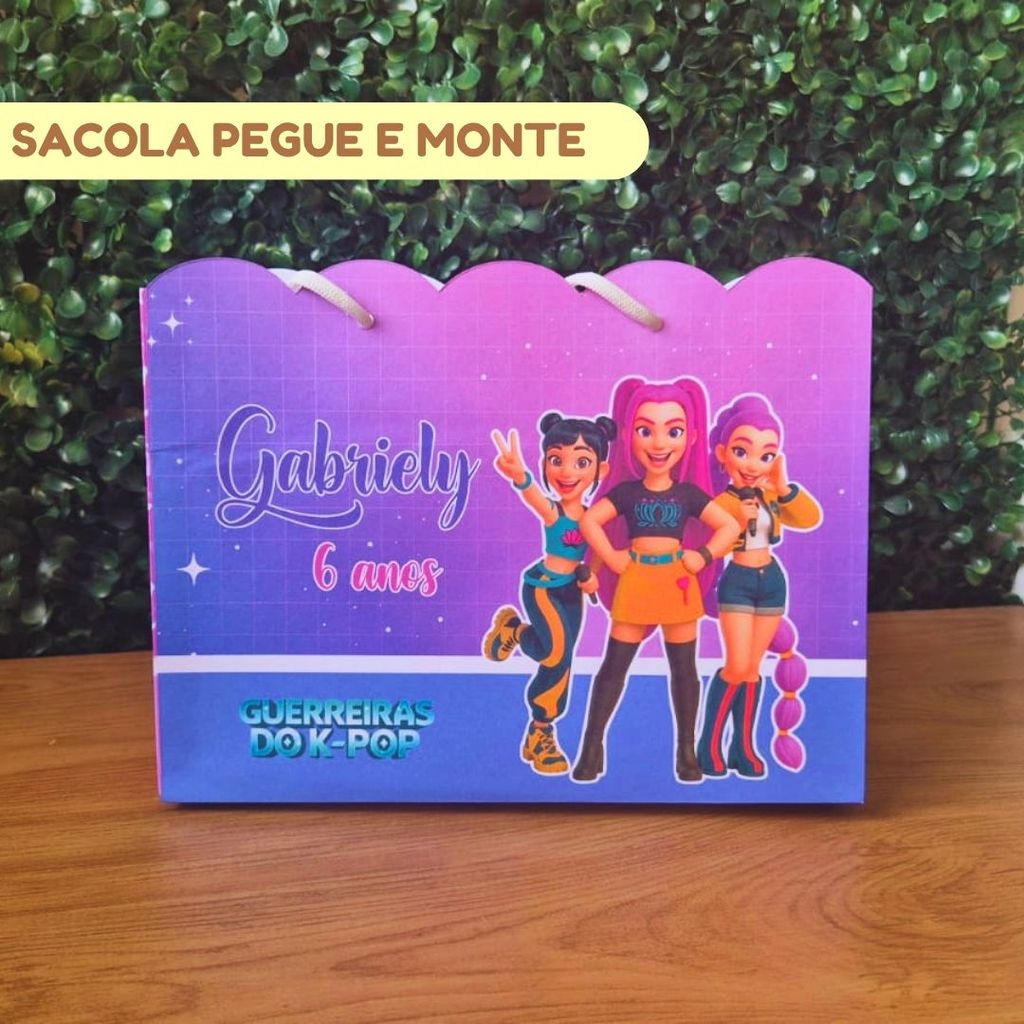 Sacolinha Guerreiras do K-Pop Personalizado | Sacolinha | Lembrancinha Aniversário Guerreiras do K-Pop | PEGUE E MONTE