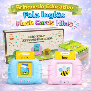 Brinquedo Educativo Fala Inglês Flash Cards Kids 112 Cartas Infantil Interativo Som USB R…