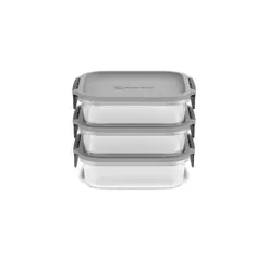 Potes Herméticos de Plástico Electrolux Cinza 3 Unidades Empilháveis Modulares