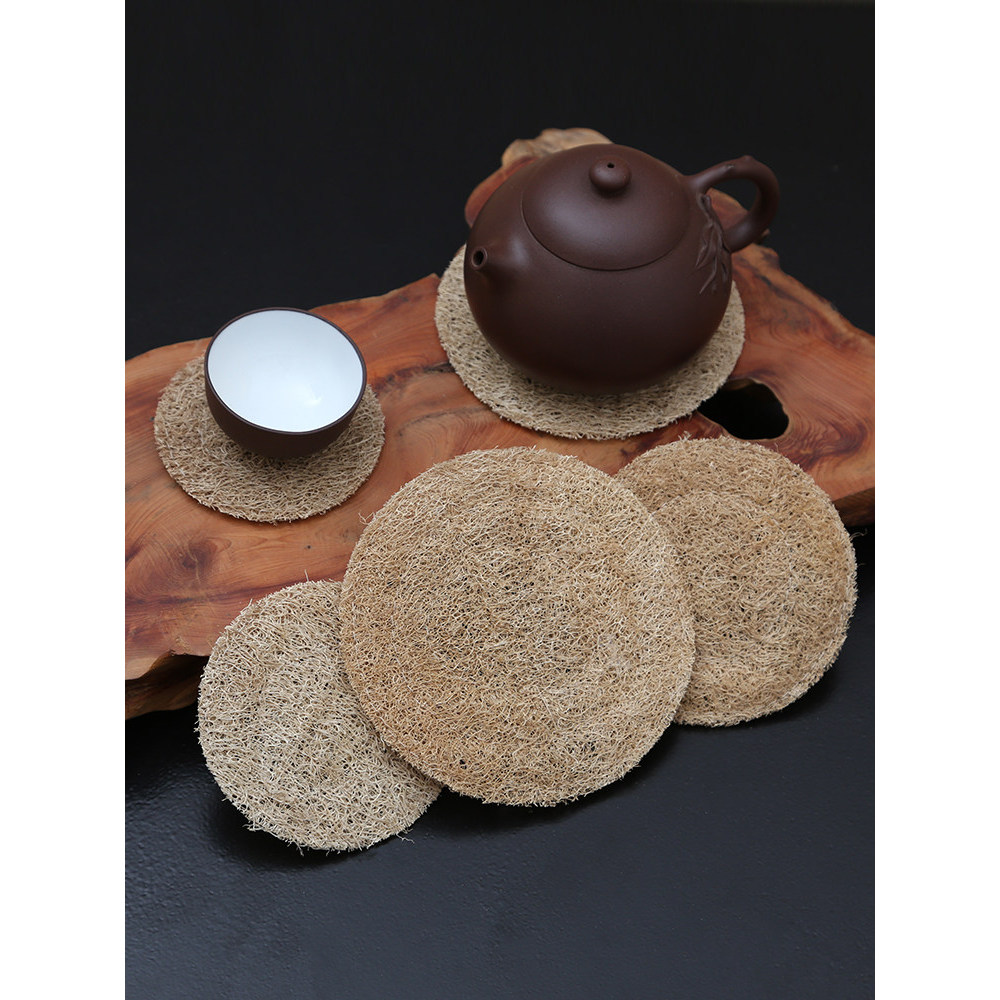 Loofah Tapete de chá Tapete de bule Coaster Pot Cheng Cerimônia de chá Roxo Clay Pot Mat Suporte de copo de chá Isolamen