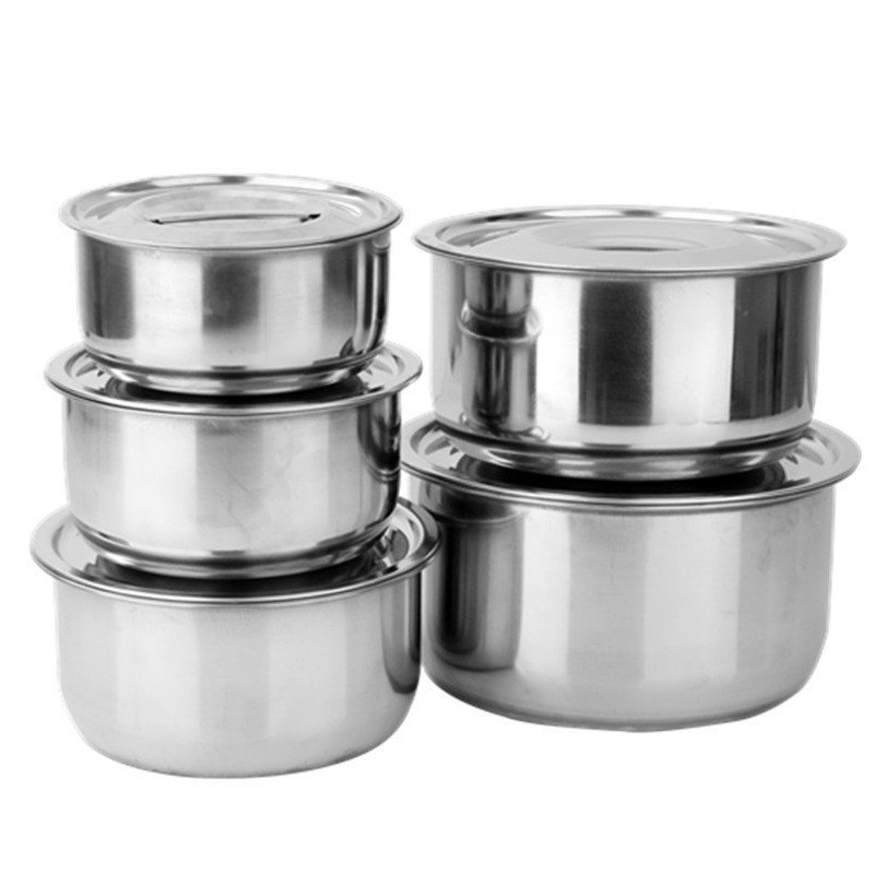 Conjunto de panelas de aço inoxidável de cinco peças para atacado de fabricante, panela indiana, panela de cozimento est