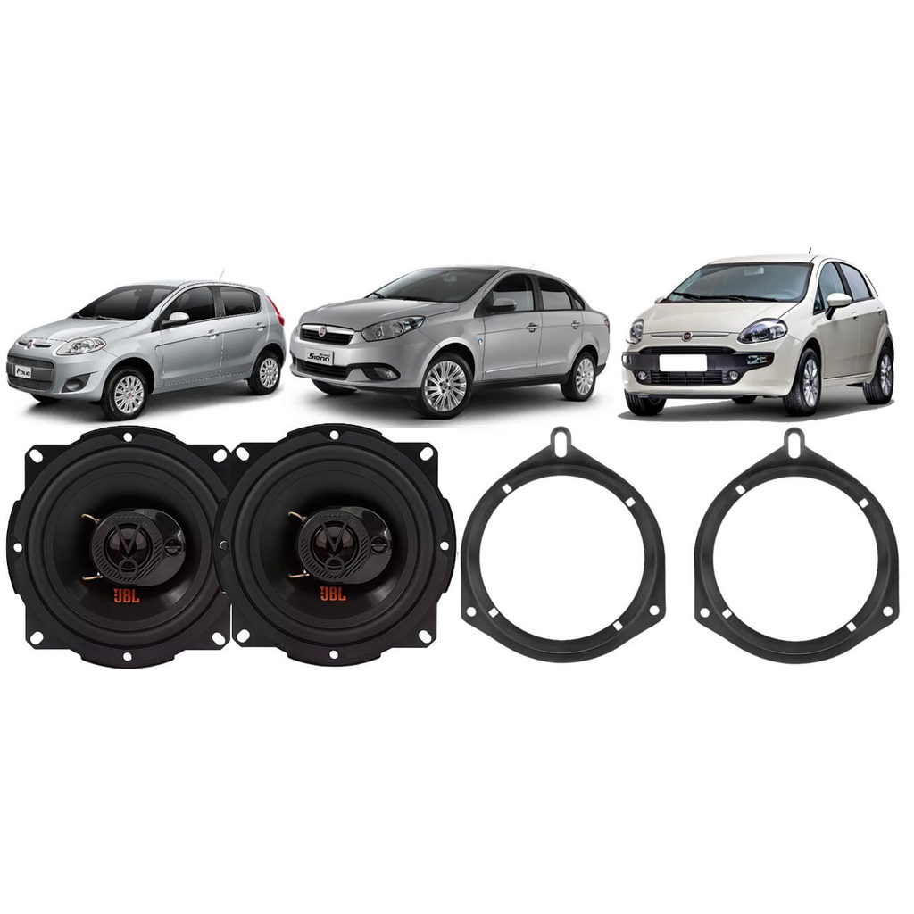 Kit 2 Alto Falante Jbl Novo Palio G5 Grand Siena Punto Traseiro + Aro