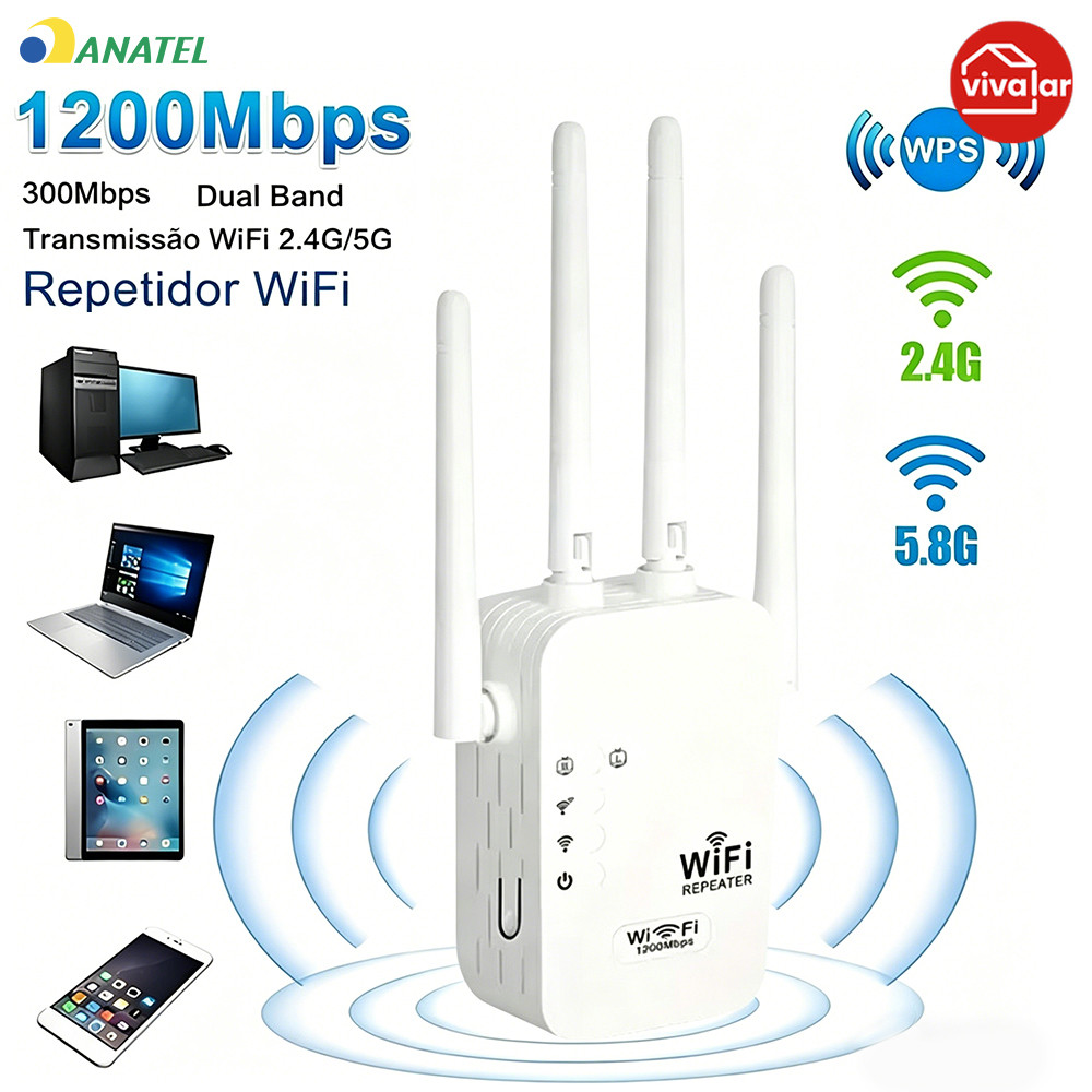 Roteador e Repetidor Wi-Fi Bivolt 110 220V 4 Antenas 1200Mbps Sinal Forte Sem Cortes G8
