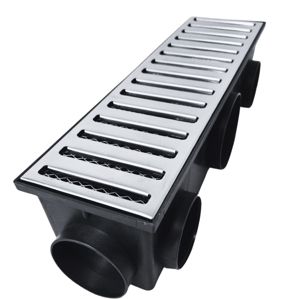Ralo 15x50 Sequencial Inox Reforçado Polido com Tela e Coletor 11 saídas Preto