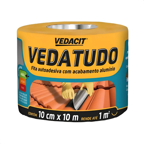 Manta Auto Adesiva Asfáltica Aluminizada 10cmx10m Vedacit Prateado