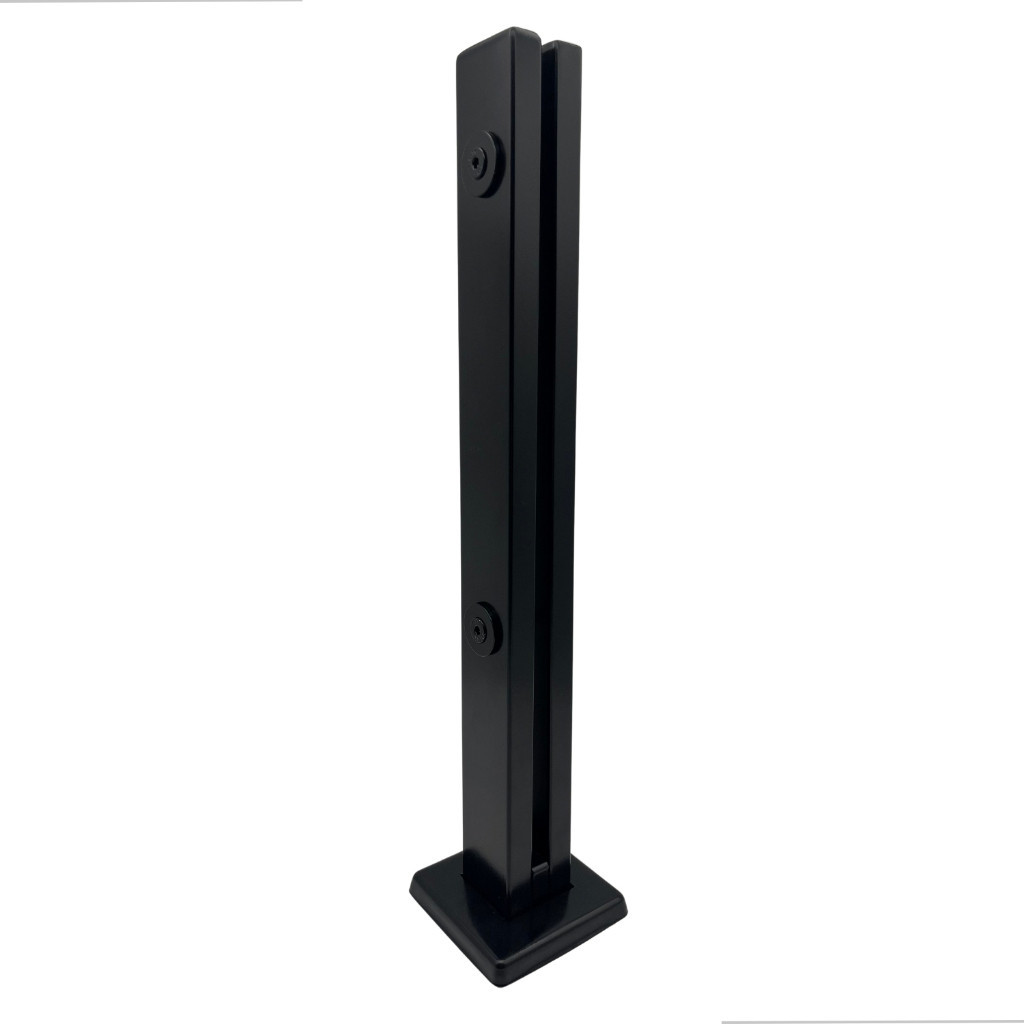Torre Coluna Klinke Inox 40cm Preto 2 Furos Guarda Corpo Vidro Segurança Sacada Escada Segurança