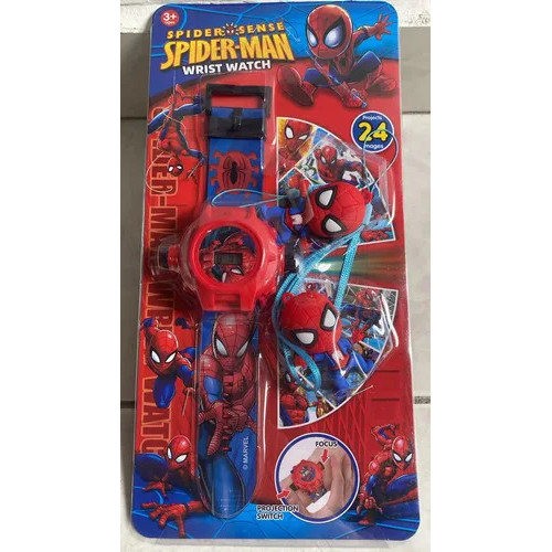 Relógio Homem Aranha Projetor Imagens + Chaveiros Infantil