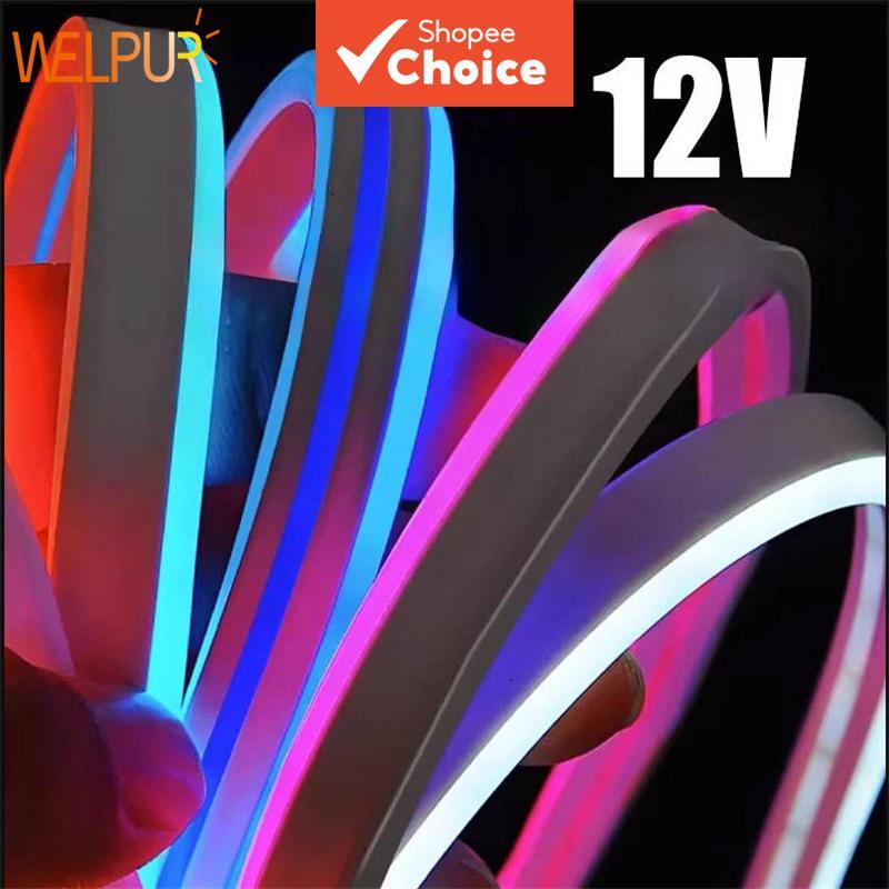  Fita LED Neon RGB Flexível 12V à Prova d'Água – Iluminação de Fundo Recortável para TV, Decorações de Bar e Quarto