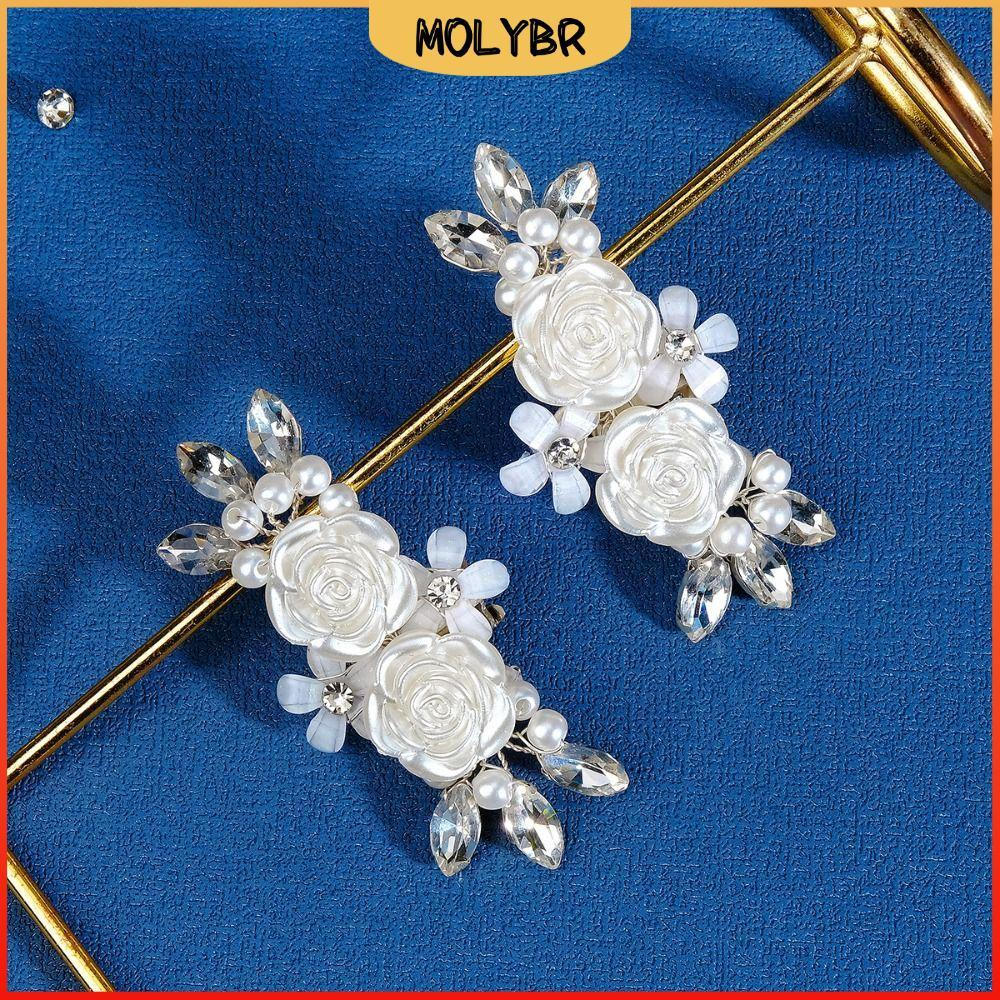 MOLYBR 2PCS (1 Par) Clip De Salto Alto Pérolas De Noiva Removíveis Floral