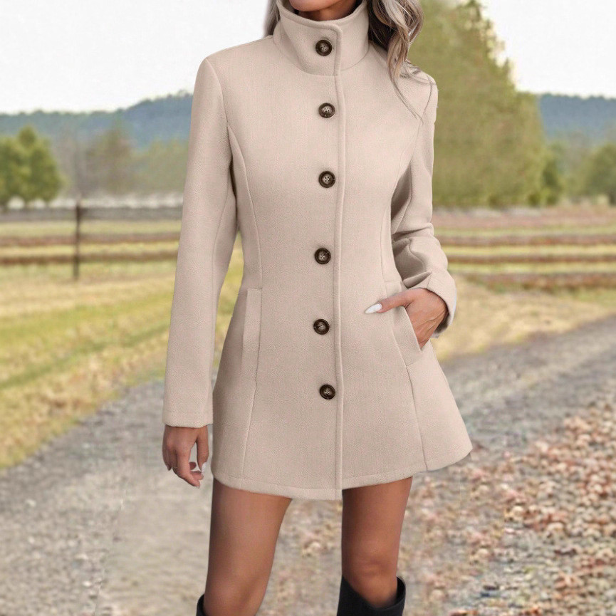 2025 Cross-Border europeu americano feminino outono inverno novo estilo senhoras moda Casual gola alta jaqueta W