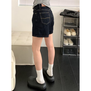 Azul escuro Retro Denim Shorts feminino verão novo estilo tamanho grande gordura mm mais magro olhar All-Match exterior 